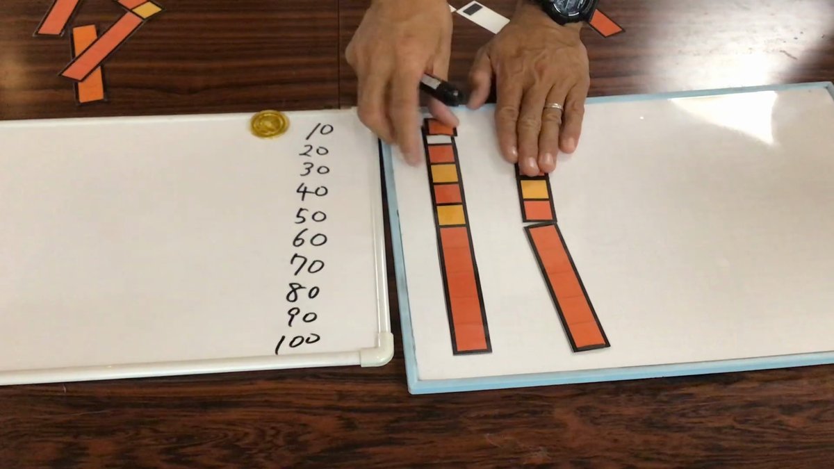 9の段。9が来るたびに1個とって10を作る場面